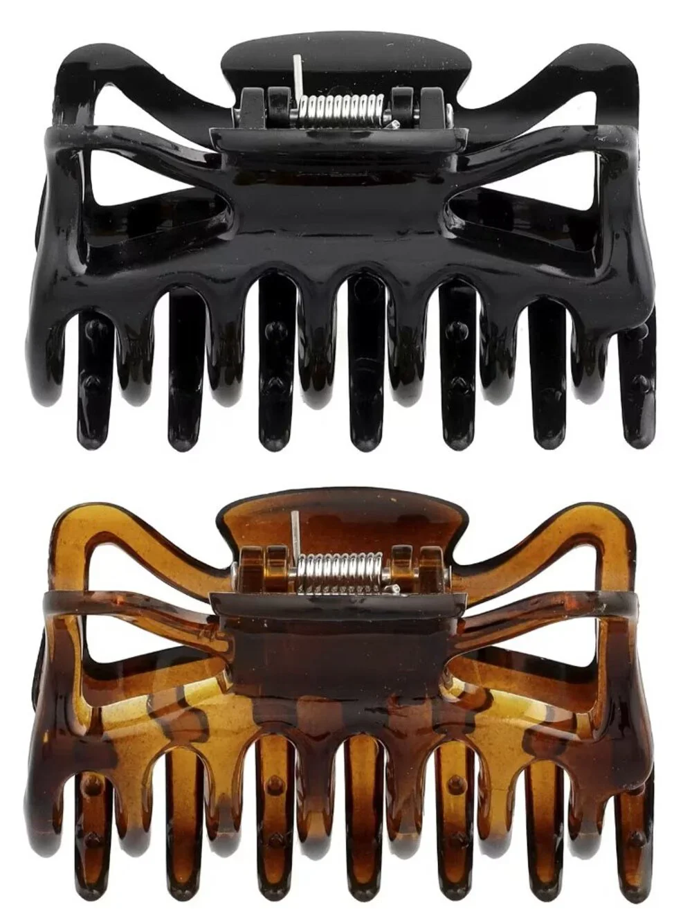 Scunci Thick Hair Large Claw Clips 2 Pieces black and tortoiseshell. New